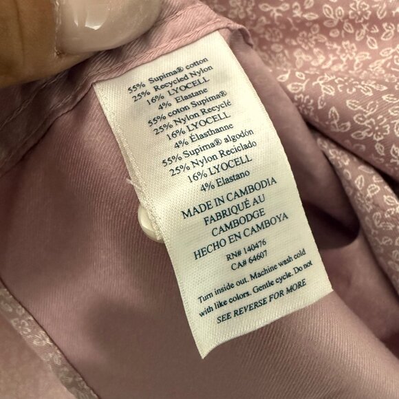 Faherty The Movement Short Sleeve Button Shirt Mauve Floral Mens Large - Picture 7 of 7